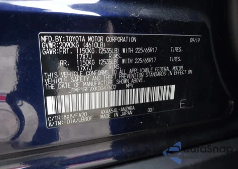 2019 Toyota Rav4 Xle из США, поврежденный, VIN JTMP1RFVXKD047602